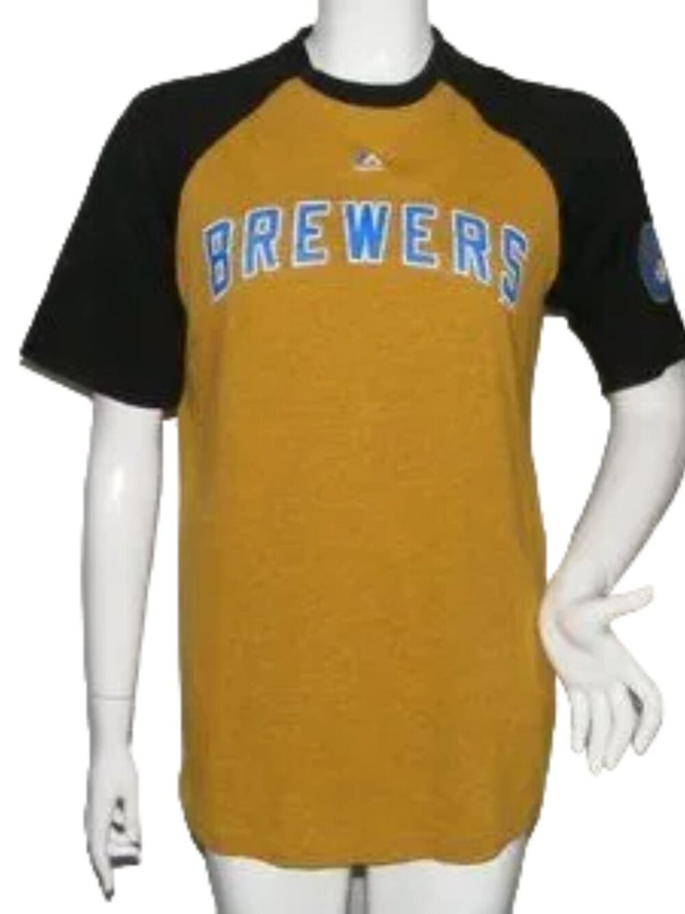 MILWAUKEE BREWERS Tee, M, Blue/Yellow, Logo, Cooperstown collection, Baseball